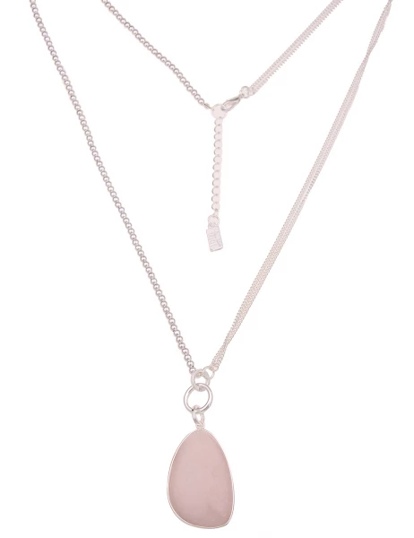 -50% SALE Leslii Lange Halskette Statement Naturstein in Silber Rosa Angebote