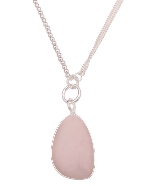 -50% SALE Leslii Lange Halskette Statement Naturstein in Silber Rosa Angebote