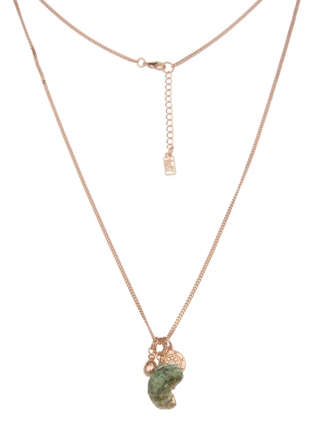 -50% SALE Leslii Lange Halskette Natur Muschel in Gold Grün Schlussverkauf