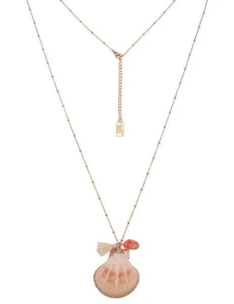 -50% SALE! Leslii Lange Halskette Muschel in Gold Pink Fabrikverkauf