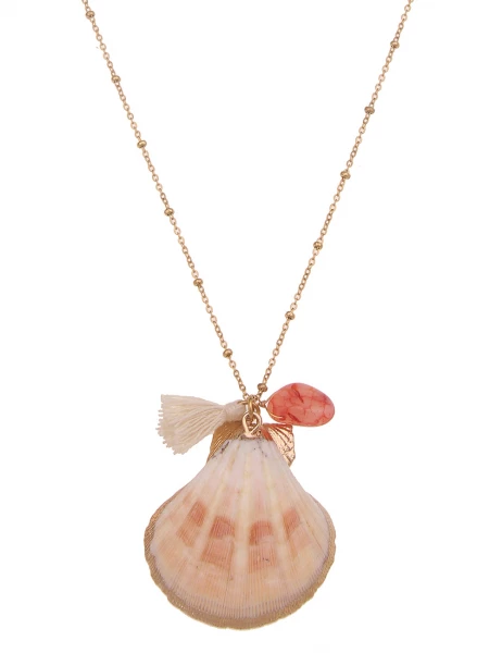 -50% SALE! Leslii Lange Halskette Muschel in Gold Pink Fabrikverkauf
