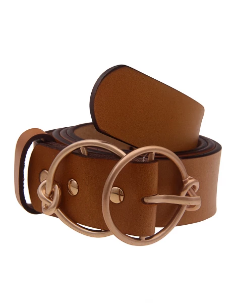 -70% SALE! Leslii Damen-Gürtel Basic Gürtel Doppel-Schließe Knoten in Braun Kostenloser Versand