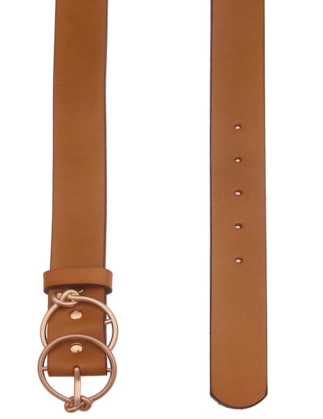 -70% SALE! Leslii Damen-Gürtel Basic Gürtel Doppel-Schließe Knoten in Braun Kostenloser Versand