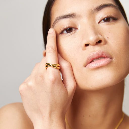 Paul Hewitt Waves Twisted Ring Gold Super Rabatt
