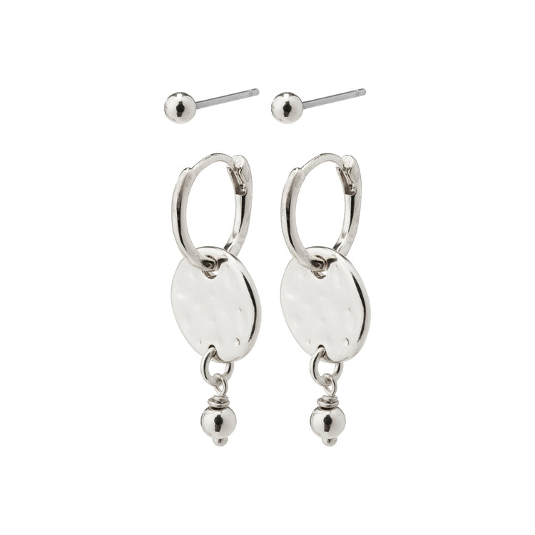 Pilgrim MSF Geschenkset, Münz-Hoops & Ohrstecker, versilbert 2025
