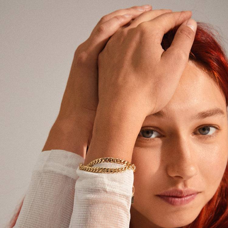 Pilgrim BLOSSOM recyceltes Panzerketten-Armband, 2-in-1, vergoldet Riesige Ersparnisse