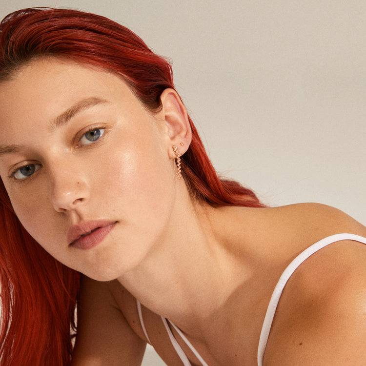 Pilgrim JOLENE recycelte Kettenohrringe 2-in-1, mit Roségold platt Fabrikverkauf