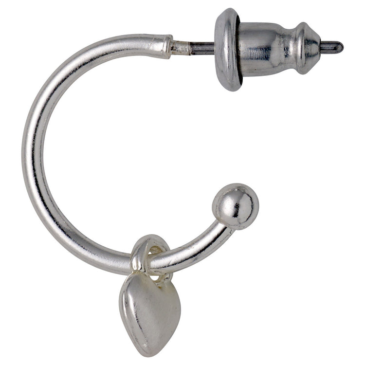 Pilgrim SOPHIA recycelte Huggie-Hoops mit Herzanhänger, versilbert Zeitlich begrenztes Angebot