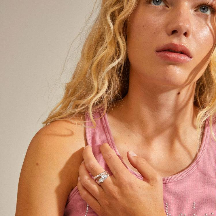 Pilgrim SUN recycelte Ringe, 2-in-1-Set, versilbert Tägliche Deals