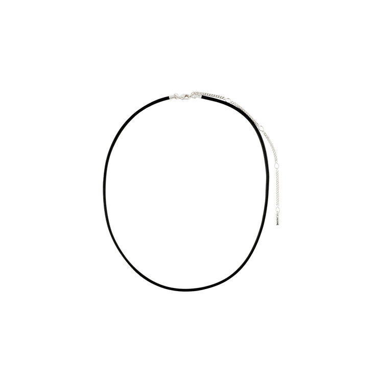 Pilgrim CHARM Lederband-Halskette, schwarz/versilbert 50% Rabatt für begrenzte Zeit