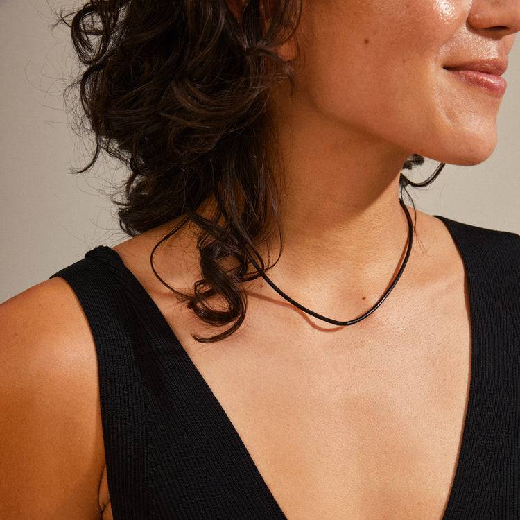 Pilgrim CHARM Lederband-Halskette, schwarz/vergoldet Online