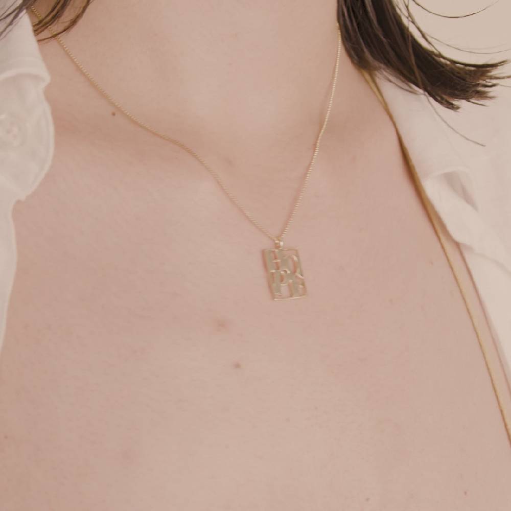 Pilgrim LOVE TAG, recycelte HOPE Halskette vergoldet Sonderangebot der Fabrik