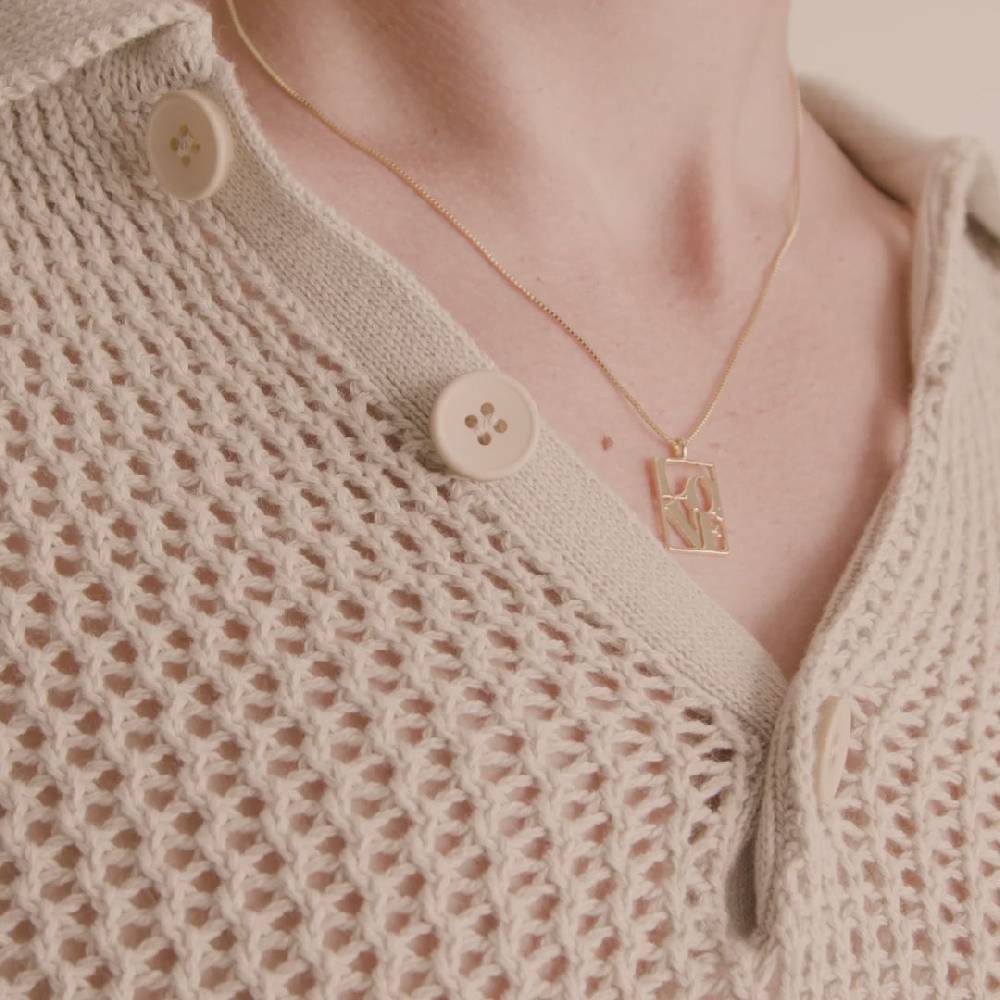 Pilgrim LOVE TAG, recycelte LOVE Halskette vergoldet Clearance-Verkauf
