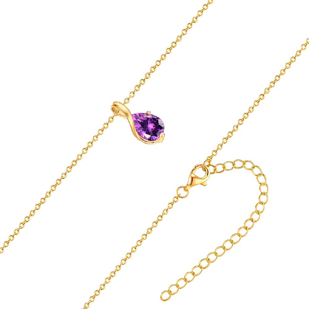 Rafaela Donata Kette mit Anhänger Sterling Silber gelbgold Zirkonia violett Online Outlet