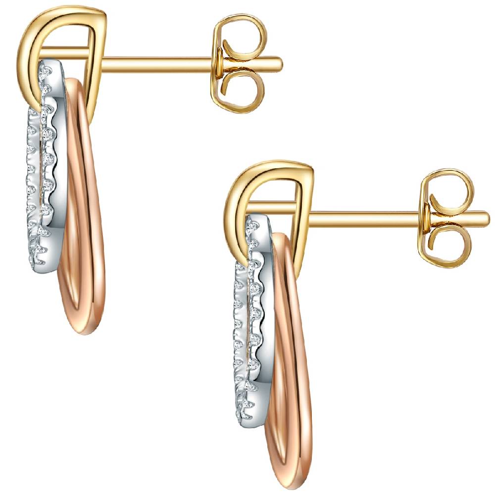 Rafaela Donata Ohrstecker Sterling Silber tri-Color Zirkonia weiß Begrenzte Freigabe