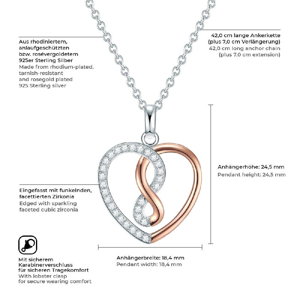 Rafaela Donata Kette mit Anhänger Sterling Silber bi-Color Zirkonia weiß Rabatt
