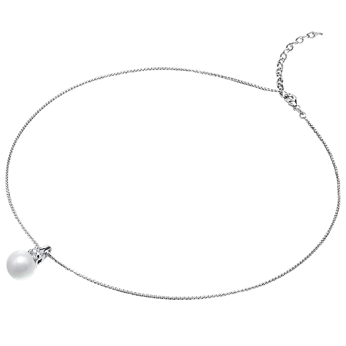 Rafaela Donata Kette mit Anhänger Sterling Silber Perle (synth.) weiß Zirkonia weiß Online Shopping