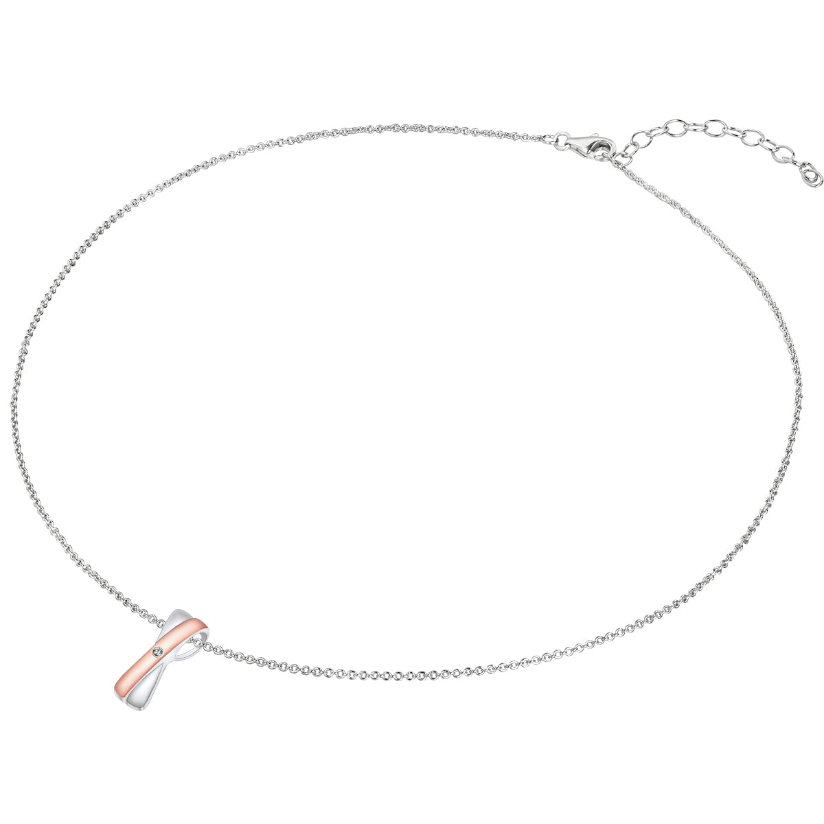 Rafaela Donata Kette mit Anhänger Sterling Silber bi-Color Diamant weiß Jubiläumsangebot