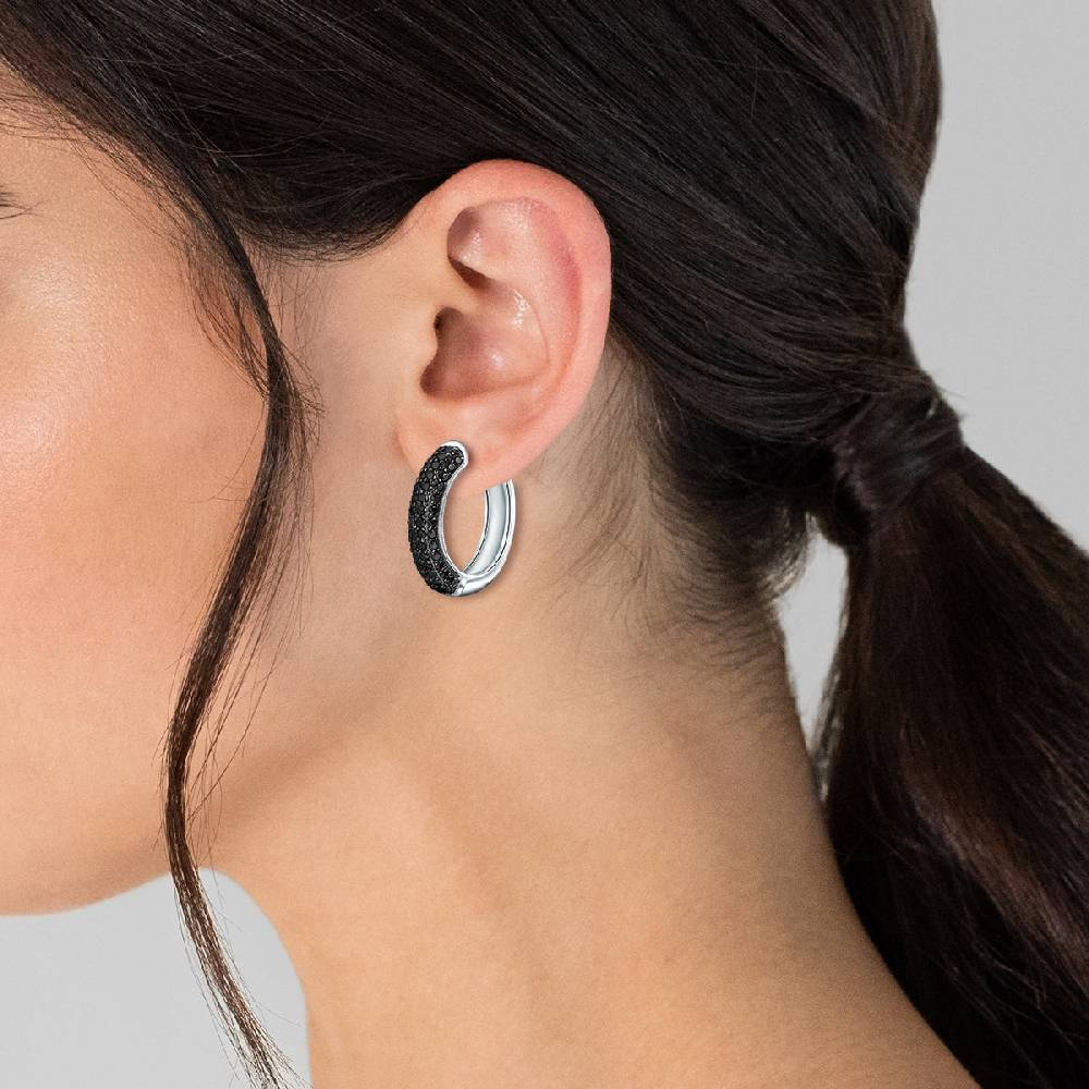 Rafaela Donata Klappcreolen Sterling Silber Zirkonia schwarz Wochenangebot