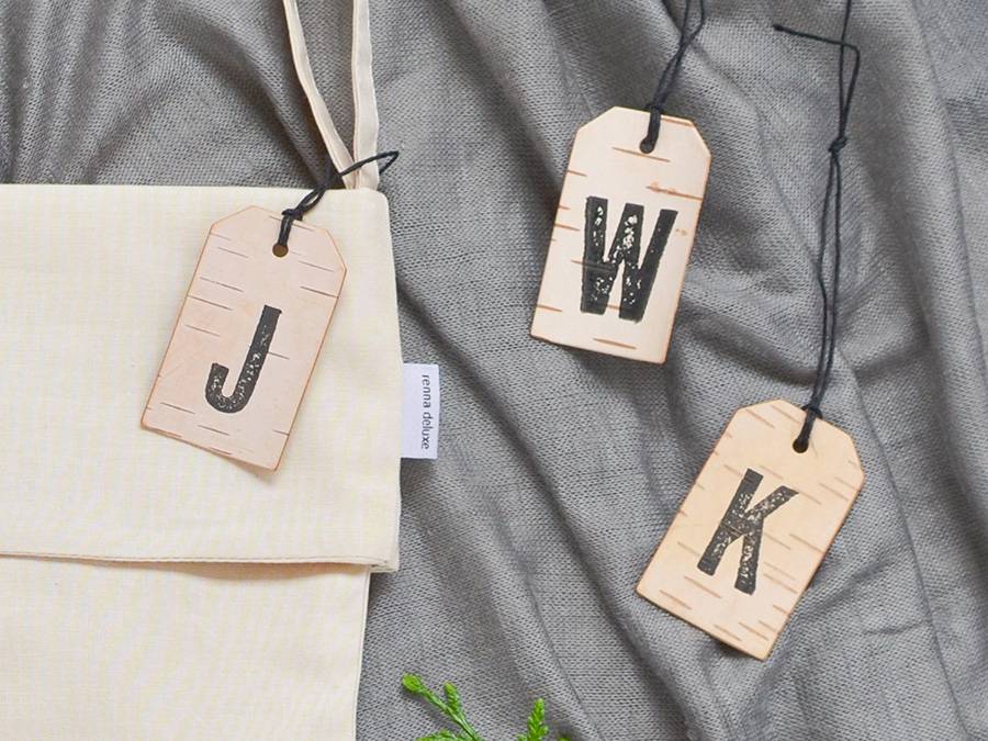 Renna Deluxe Nikolausstiefel mit Monogramm auf Birkenrinde Versandkostenfrei