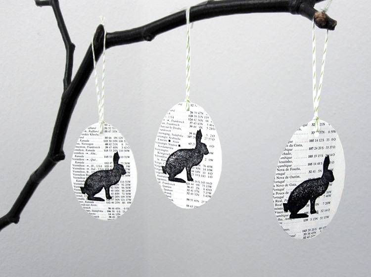 Renna Deluxe Ostereier zum Anhängen mit Hase gestempelt aus Papier Saisonschlussverkauf