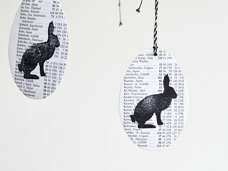 Renna Deluxe Ostereier zum Anhängen mit Hase gestempelt aus Papier Saisonschlussverkauf