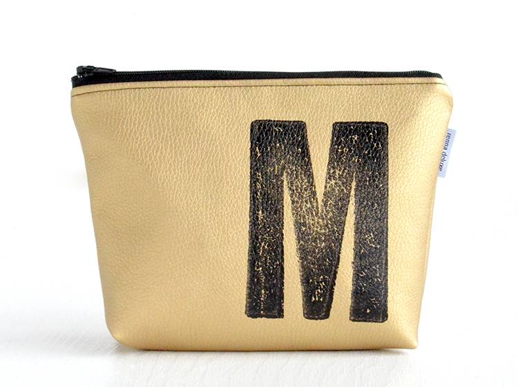 Renna Deluxe Kosmetiktasche Metallic GOLD personalisiert mit Monogramm Räumungsverkauf