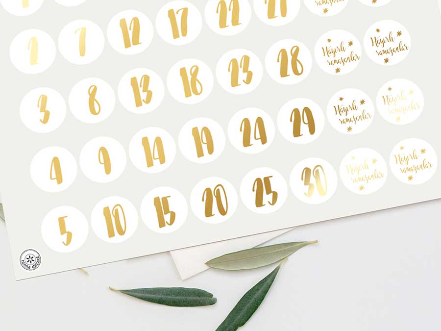 Renna Deluxe RAMADAN Kalender Zahlensticker in GOLD Zeitbegrenzte Promotion