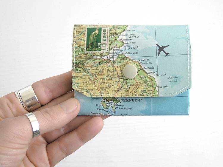 Renna Deluxe Atlas Portemonnaie aus Landkarten Neueste Mode