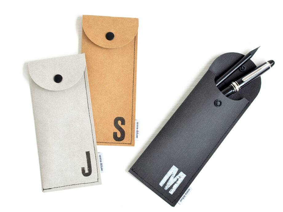 Renna Deluxe Schwarzes Stifteetui mit Monogramm vegan für Herren JETZT KAUFEN