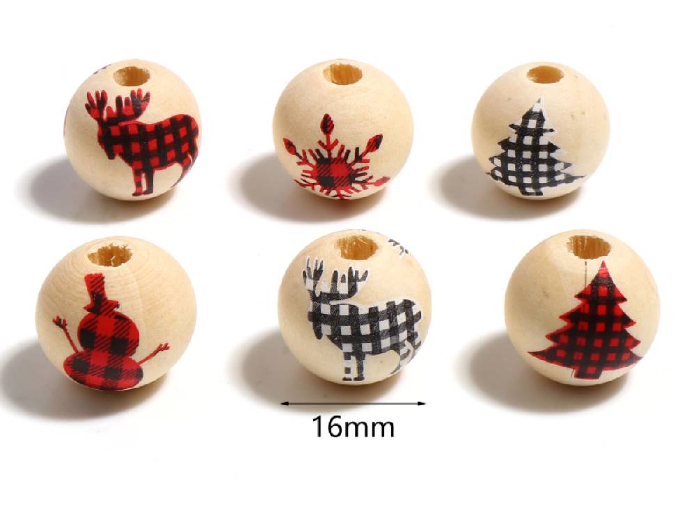 ﻿Sadingo Holzperlen Natur Motiv Weihnachten 16mm, 20 Stück, Wählbar Begrenzte Freigabe