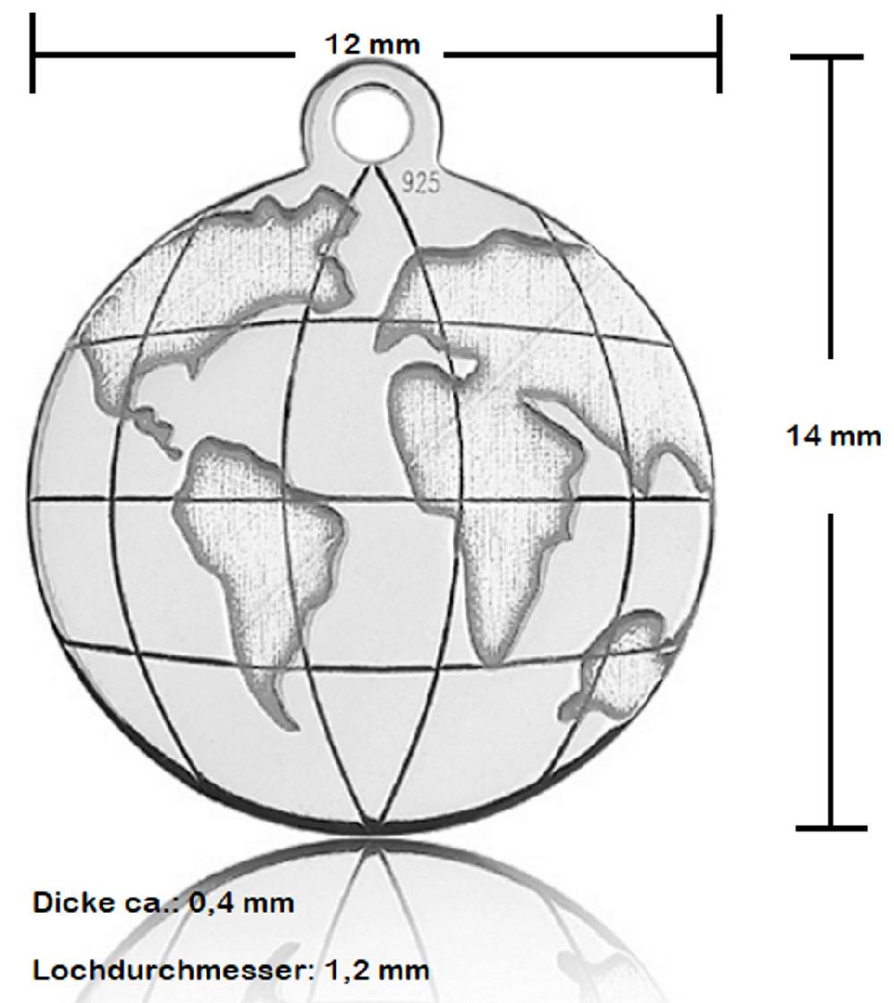 Sadingo Sterling Silver 925er Anhänger Globus Charm Globe Im Verkauf