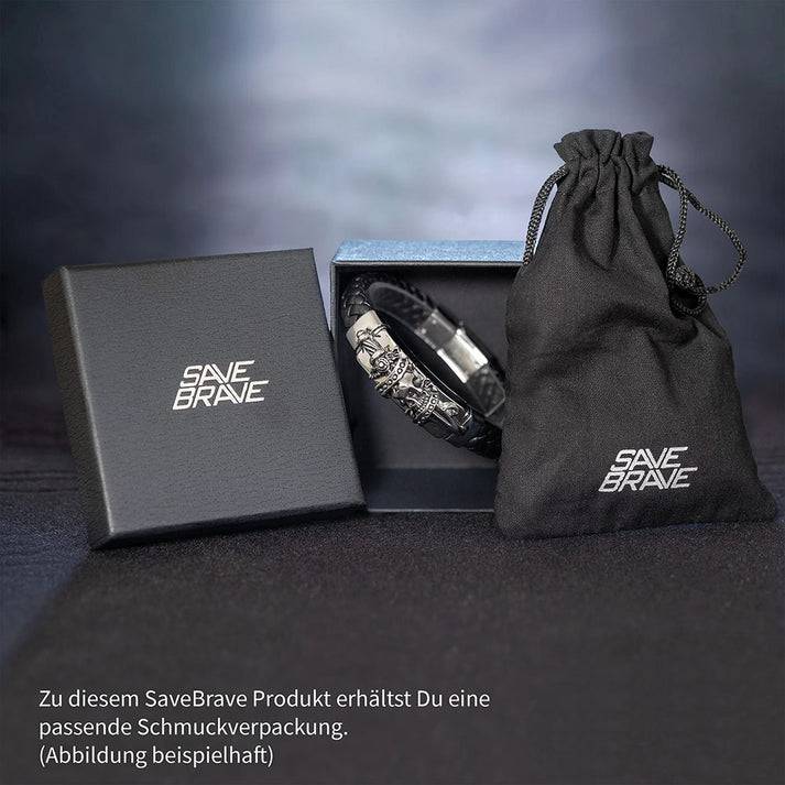 Save Brave Doppeltes Lederarmband Frank mit schwarzen Zirkoniasteinen Blitzangebot