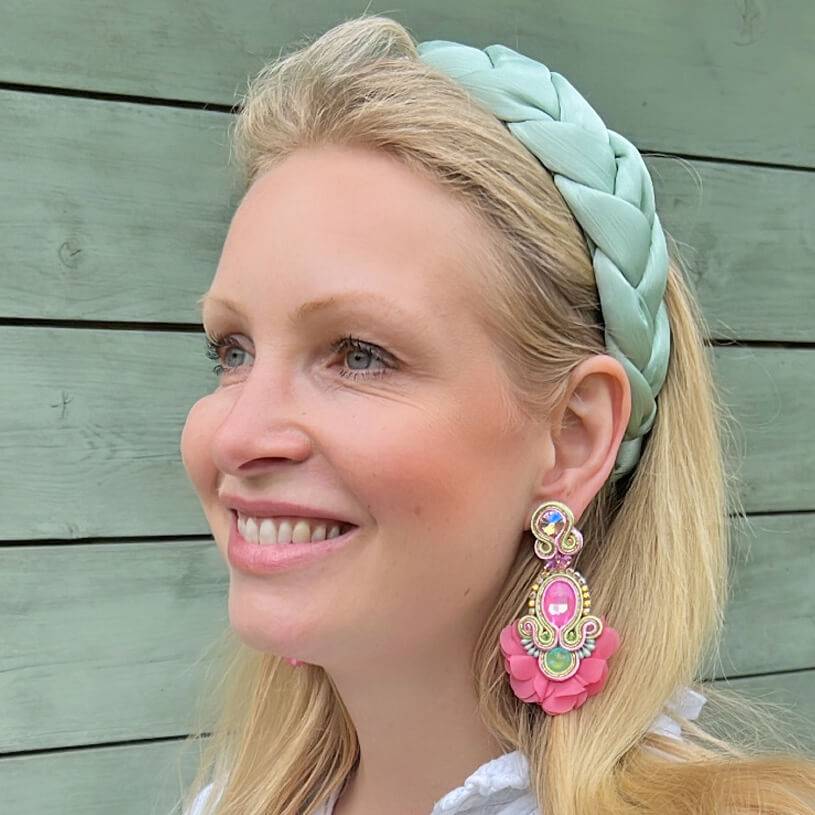 SchwesterSchwester Außergewöhnliche Soutache-Ohrringe in Rosa 50% Rabatt mit kostenlosem Versand