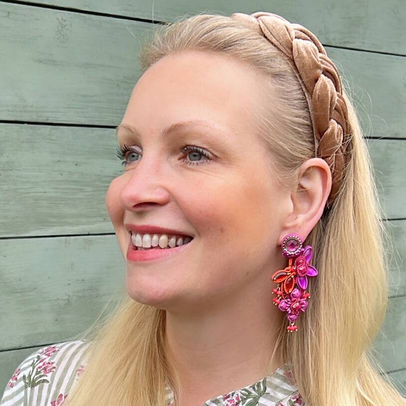 SchwesterSchwester Große Soutache-Ohrringe in Pink, Orange und Violett Versandkostenfrei