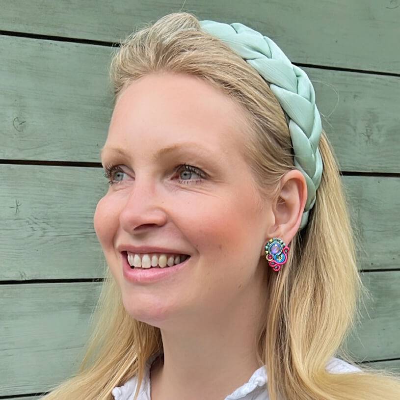 SchwesterSchwester Schöne Soutache-Ohrringe in Pink und Blau Weihnachtsangebot