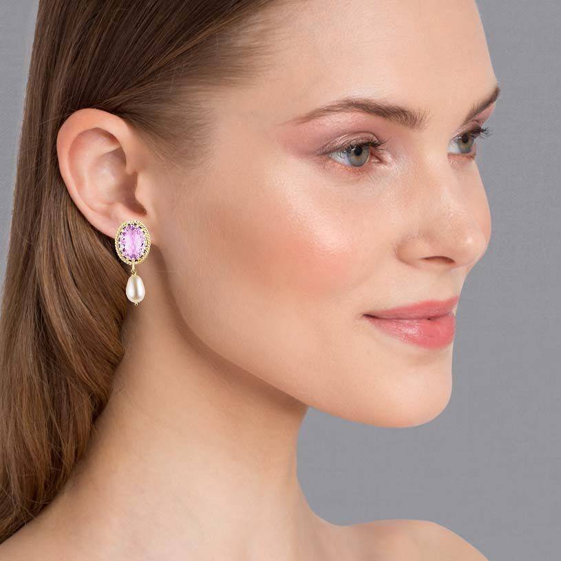 SchwesterSchwester Funkelnde violette Ohrstecker mit edler Süßwasserperle von Janne v. d. Heide Zeitlich begrenztes Angebot