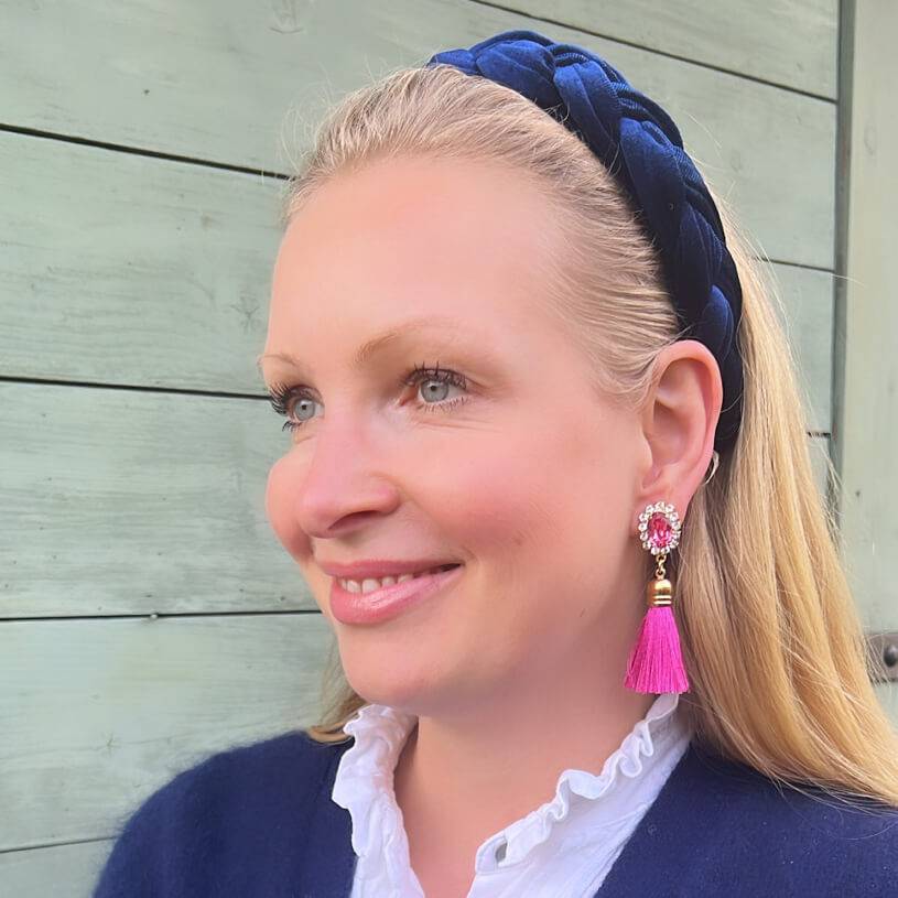 SchwesterSchwester Edel funkelnde Ohrstecker in Pink mit Quaste Letzte 2 Tage