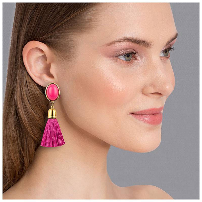 SchwesterSchwester Quasten Ohrringe als Ohrstecker in Pink mit pinkfarbener Quaste von AmuseToi Bis zu 50% Rabatt